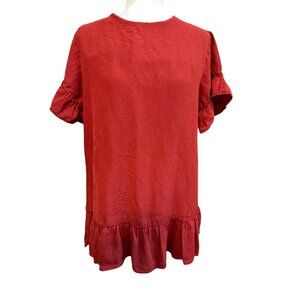 Red Urban Outfitters Women's Linen Shirt Midi Dress Lagenlook Small